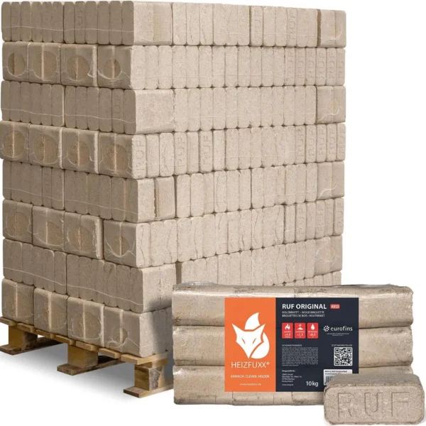 HEIZFUXX RUF Original Red Hartholzbriketts 960 kg (96 x 10 kg)