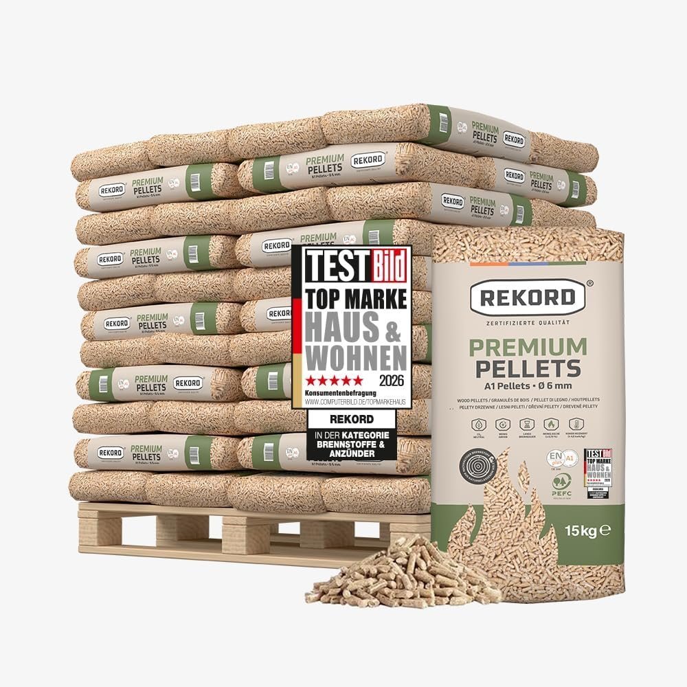 71vnz1AUAoL._AC_SL1000_.jpg Premium Rekord Holzpellets ENplus A1 990 kg (66 x 15 kg) – Bild 1